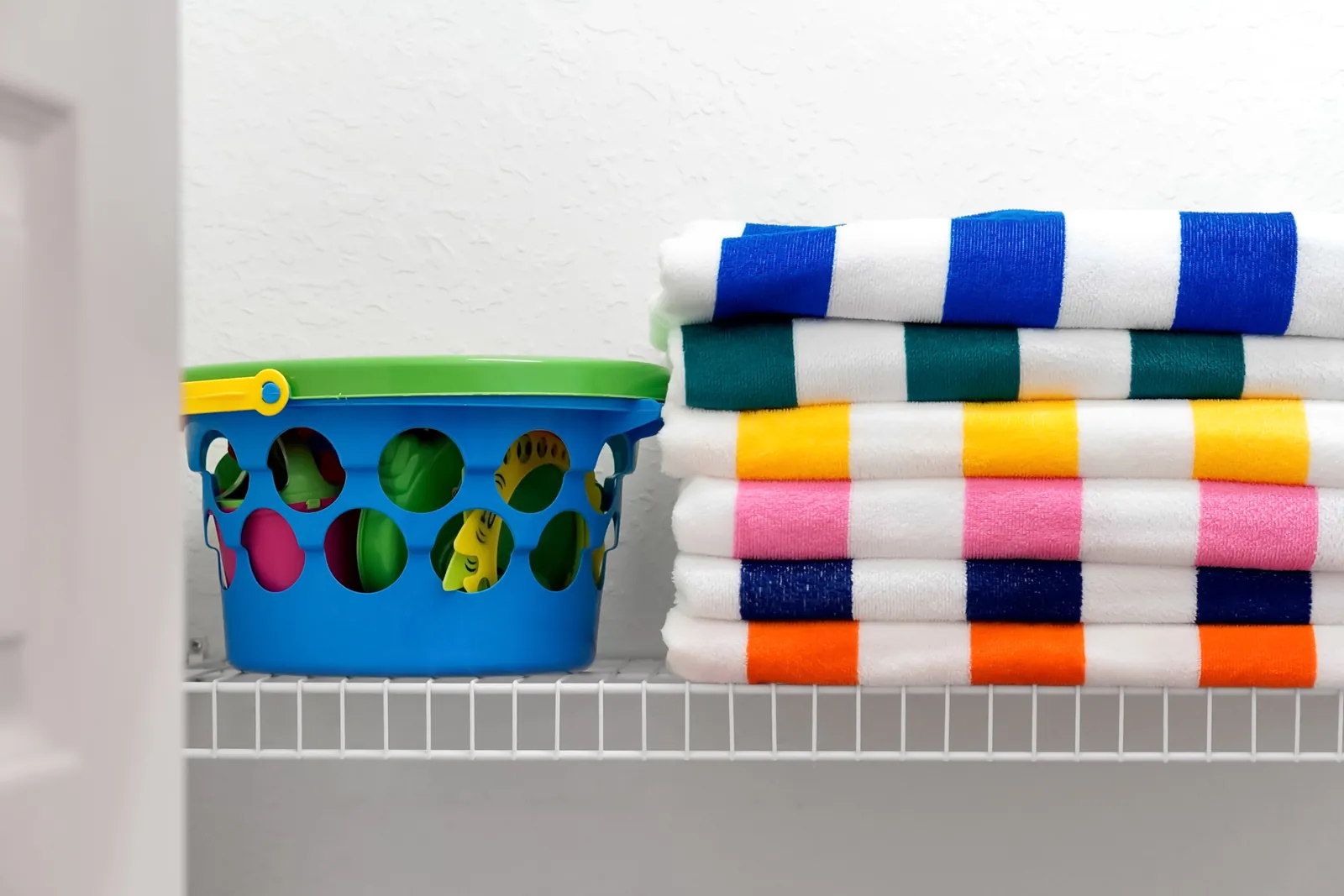 Pool towels and water toys ready for resort days