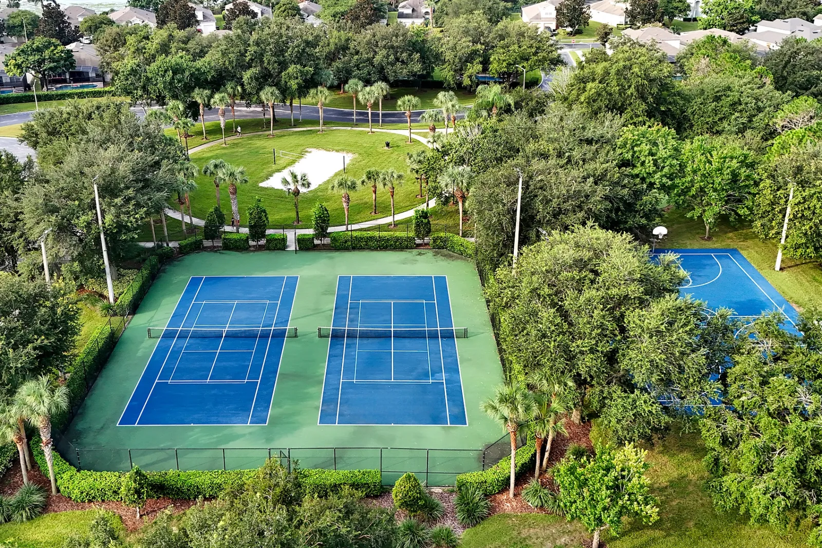 Resort tennis courts and basketball court